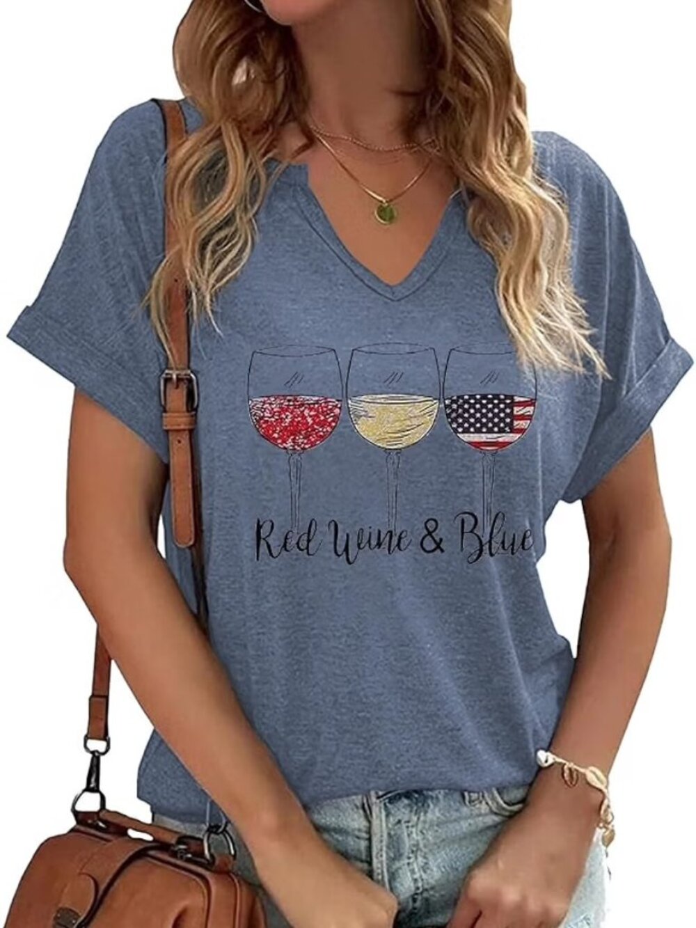 Patriotic V neck Graphic tee